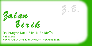 zalan birik business card